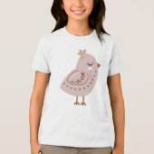 Cute Boho Vogel Illustratie in Neutraal Pastel Tri-Blend Shirt (Voorkant)