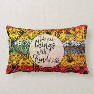 Cute Boho Waterverf Kindness Inspirerend Quote Kussen
