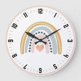 Cute Boho Waterverf Pastel Rainbow Nursery Grote Klok