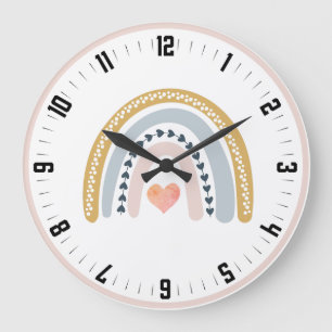 Cute Boho Waterverf Pastel Rainbow Nursery Grote Klok