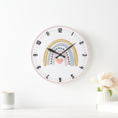 Cute Boho Waterverf Pastel Rainbow Nursery Grote Klok (Huis)