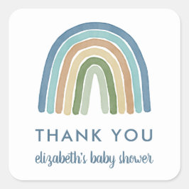 Cute Boho Waterverf Rainbow Baby shower | Blauw Vierkante Sticker