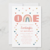 Cute Boho Waterverf Rainbow Birthday Coral First Kaart (Voorkant)