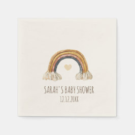 Cute Boho Waterverf Rainbow Heart Beige Napkins Servet