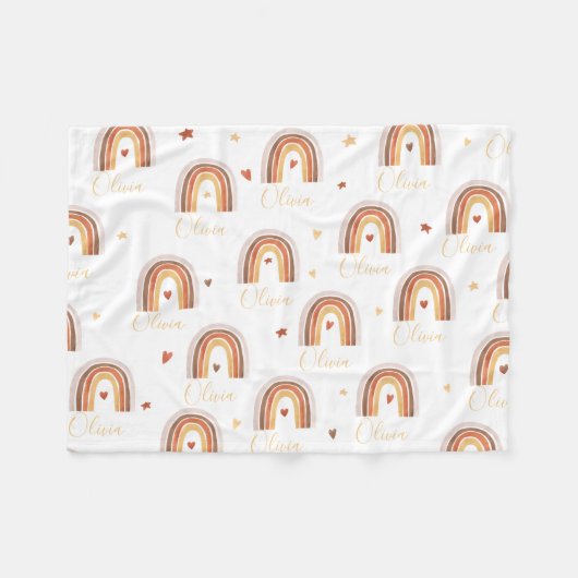 Cute Boho Waterverf Rainbow Heart Fleece Deken (Voorkant (Horizontaal))