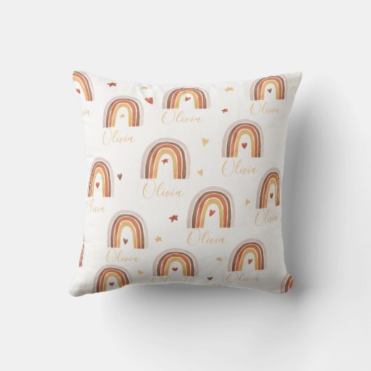 Cute Boho Waterverf Rainbow Heart Kussen (Achterkant)