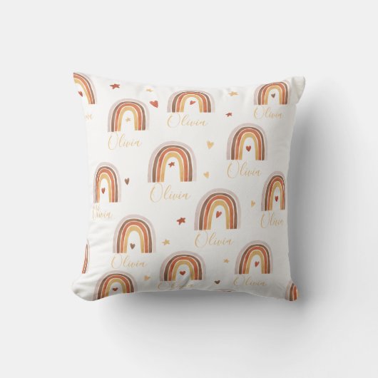 Cute Boho Waterverf Rainbow Heart Kussen (Voorkant)