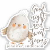 Cute Boho Waterverf Vogel Handtekening Script  Sticker (Voorkant)