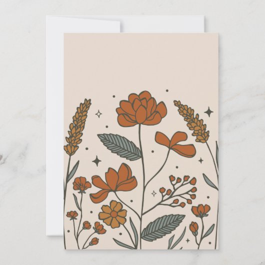 Cute Boho Wildflower Baby shower Invitation Kaart (Achterkant)