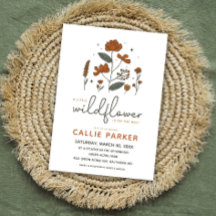 Cute Boho Wildflower Baby shower Invitation