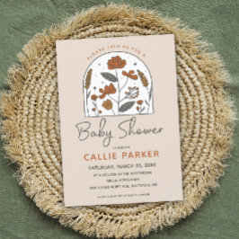 Cute Boho Wildflower Baby shower Invitation Kaart