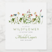 Cute Boho Wildflower Baby shower Wijn Etiket (Enkel label)