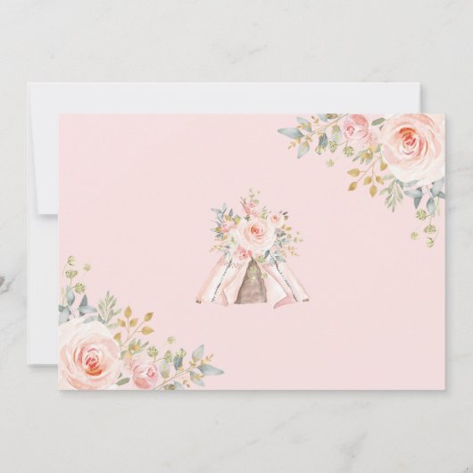 Cute Boho Woodland Drive by Girl Baby shower Kaart (Achterkant)