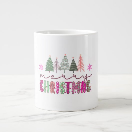 Cute Boho Xmas Tree Sublimation Design Grote Koffiekop (Voorkant)