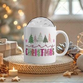 Cute Boho Xmas Tree Sublimation Design Grote Koffiekop