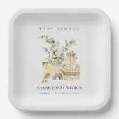 Cute Boho Yellow Nursery Foliage Baby shower Papieren Bordje (Voorkant)