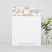 Cute Bokeh en Roos Gold Sequin Event Planner Custom Briefhoofd (Staand voorkant)