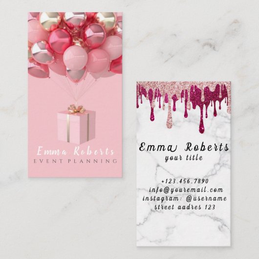 Cute Bokeh en Roos Gold Sequin Event Planner Visitekaartje (Voorkant / Achterkant)