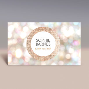 Cute Bokeh en Roos Gold Sequin Event Planner Visitekaartje