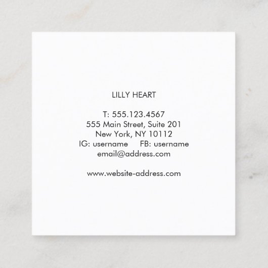 Cute Bold Red Heart Square Vierkante Visitekaartje (Achterkant)