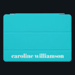 Cute Bold Turquoise Solid Color Persoonlijke naam iPad Pro Cover<br><div class="desc">Cute Bold Turquoise Solid Color Persoonlijke naam iPad Pro Hoesje</div>