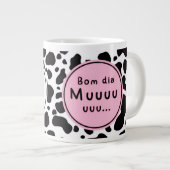 Cute “Bom Dia Muuuuu” Kawaii Cow Design Grote Koffiekop (Voorkant rechts)
