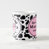 Cute “Bom Dia Muuuuu” Kawaii Cow Design Grote Koffiekop (Voorkant)