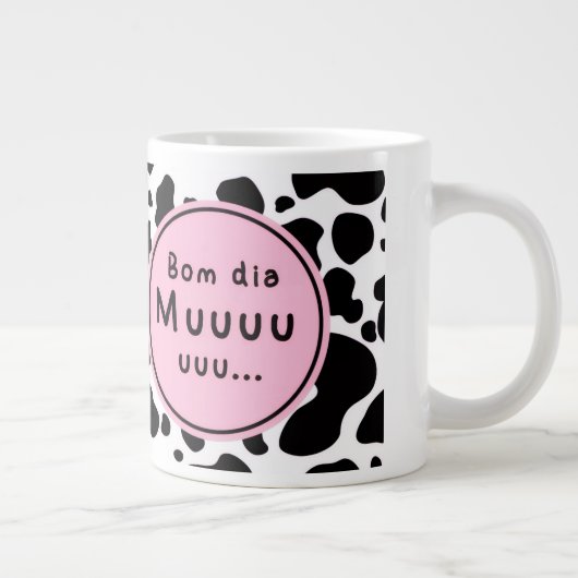 Cute “Bom Dia Muuuuu” Kawaii Cow Design Grote Koffiekop (Rechts)