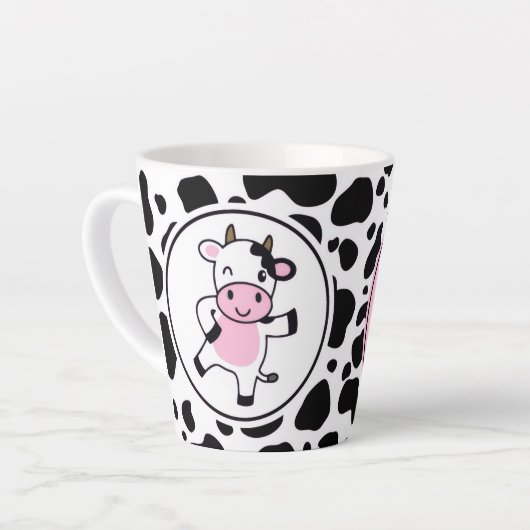 Cute “Bom Dia Muuuuu” Kawaii Cow Design Latte Mok (Linkerhoek)