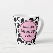Cute “Bom Dia Muuuuu” Kawaii Cow Design Latte Mok (Rechterhoek)