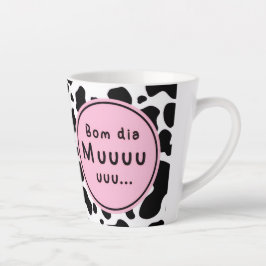 Cute “Bom Dia Muuuuu” Kawaii Cow Design Latte Mok