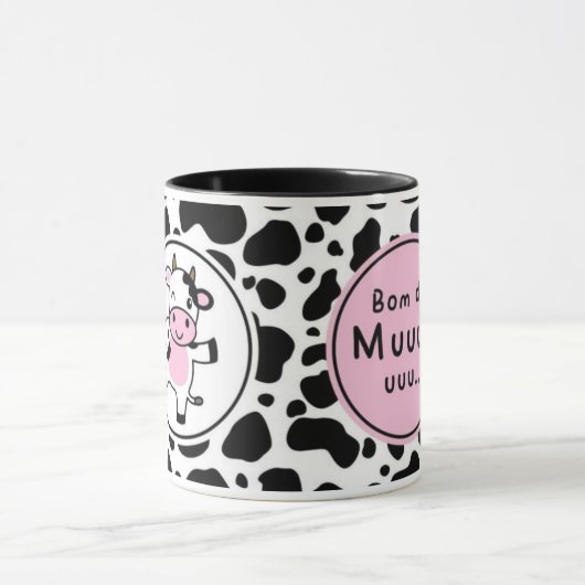 Cute “Bom Dia Muuuuu” Kawaii Cow Design Mok (Midden)