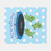 Cute bonen springen trampoline cartoon illustratie fleece deken (Voorkant (Horizontaal))
