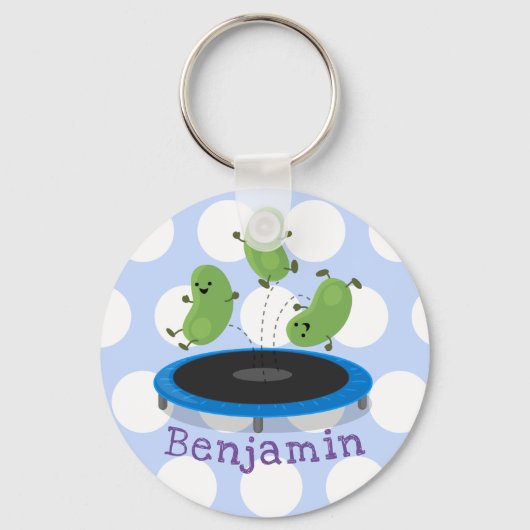 Cute bonen springen trampoline cartoon illustratie sleutelhanger (Voorkant)