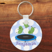 Cute bonen springen trampoline cartoon illustratie sleutelhanger (Voorkant)