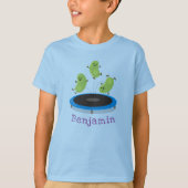 Cute bonen springen trampoline cartoon illustratie t-shirt (Voorkant)