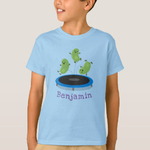 Cute bonen springen trampoline cartoon illustratie t-shirt