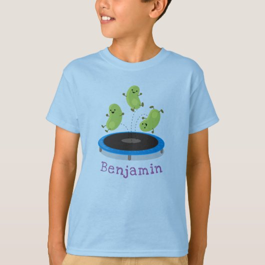 Cute bonen springen trampoline cartoon illustratie t-shirt (Voorkant)
