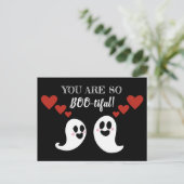 Cute Boo-ful Ghost Heart Valentijnsdag Feestdagenkaart (Staand voorkant)