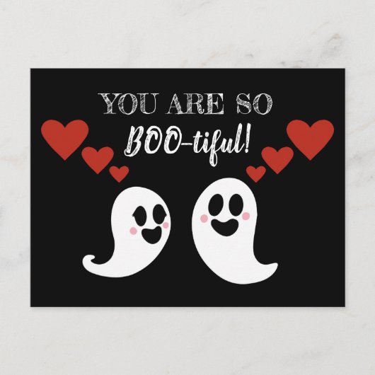 Cute Boo-ful Ghost Heart Valentijnsdag Feestdagenkaart (Voorkant)