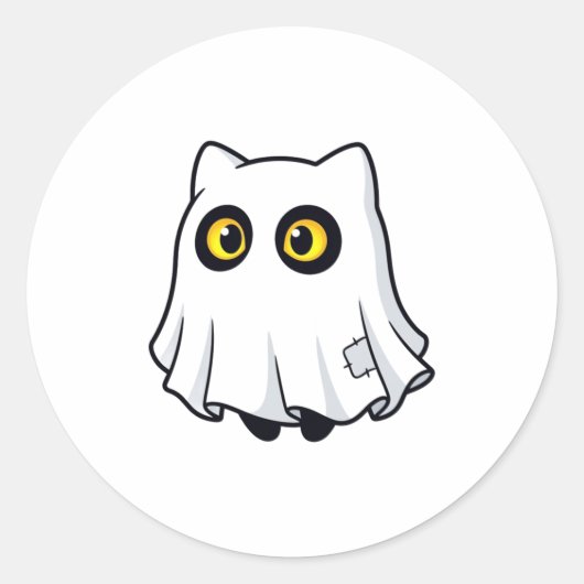 Cute Boo Geest Kat Halloween Kostuum Sticker (Voorkant)