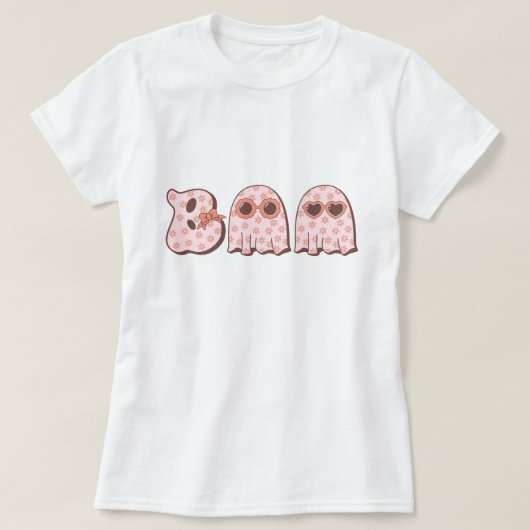 Cute Boo Ghost Halloween Girls T-Shirt (Design voorkant)
