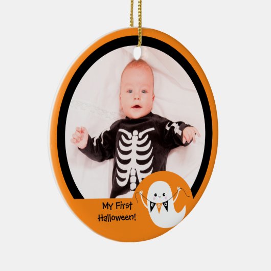 Cute Boo Ghost Halloween Photo Ornament (Rechts)