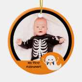 Cute Boo Ghost Halloween Photo Ornament (Voorkant)