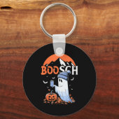 Cute Boo Ghost Halloween Pumpkin Beer Drinking Sok Sleutelhanger (Voorkant)