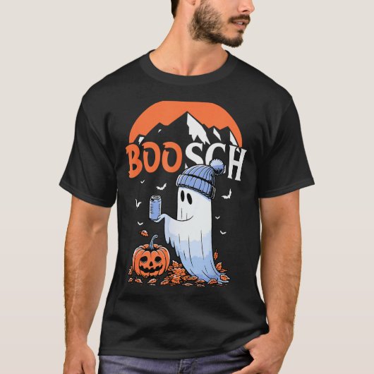 Cute Boo Ghost Halloween Pumpkin Beer Drinking Sok T-shirt (Voorkant)