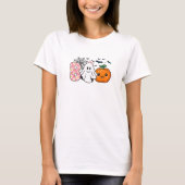 Cute Boo Halloween Floral Ghost & Pumpkin Fall T-shirt (Voorkant)