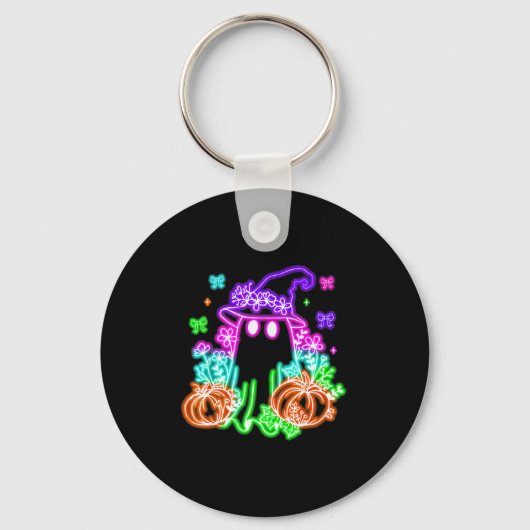 Cute Boo Halloween Ghost Witch Pumpkin Trendy Hall Sleutelhanger (Voorkant)