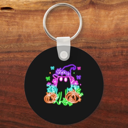 Cute Boo Halloween Ghost Witch Pumpkin Trendy Hall Sleutelhanger (Voorkant)