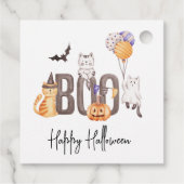 Cute Boo Happy Halloween Cats Ghosts Pumpkin Kind Bedankjes Labels (Achterkant)